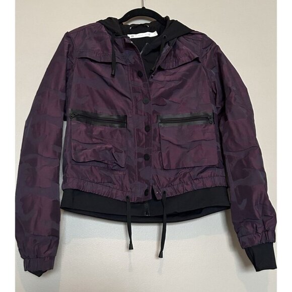 Blanc Noir Skyfall Purple Camo Print Aviator Jacket Camo Hooded Size S - Picture 4 of 10